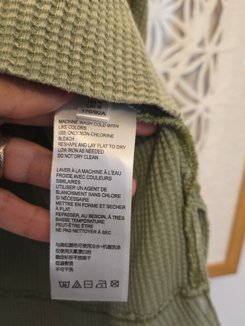 Pilcro Sage Green Waffle V-Neck Layered Pullover Women's Sz Small - Picture 5 of 6